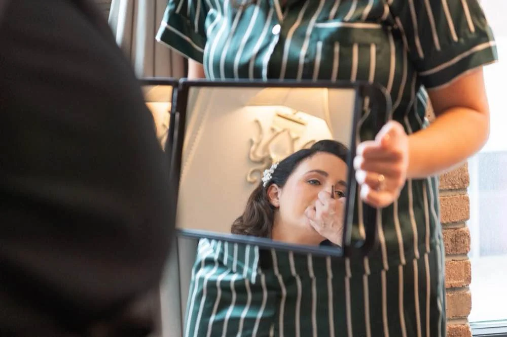 Creative bridal makeup reflection